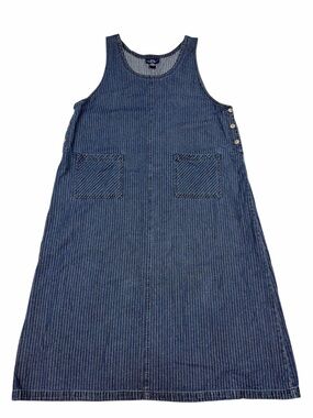 Original TY Wear  Denim Jumper Dress Blue Striped Sleeveless Midi Size 18W